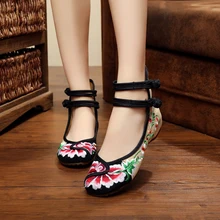 Neue Frühjahr zarte retro blume stickerei leinen schuhe für frauen fashion damen freizeit wohnungen shose