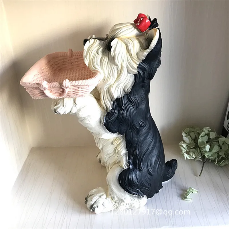 Статуя креативного моделирования животного йоркширского терьера корзина для хранения милый щенок статуя смолы фигурка Коллекционная модель игрушки