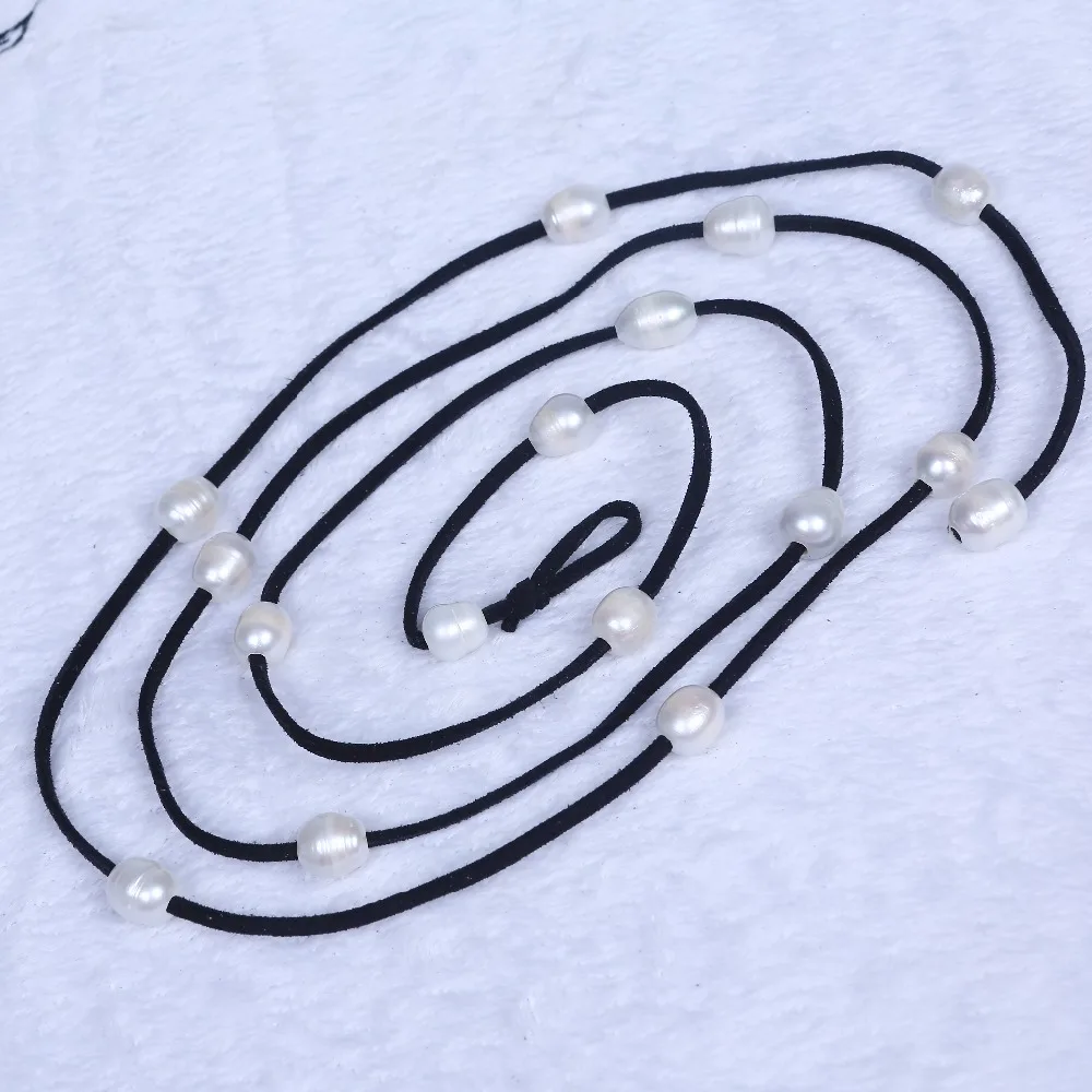 Очаровательные длинные ожерелья из натурального пресноводного жемчуга с рисом