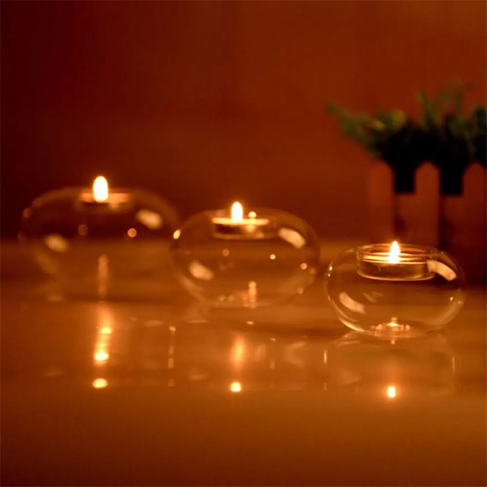 

Multi Size Transparent Tea Light Stand Crystal Candle Holder Round Candlestick Ornaments Gift Dining Party Wedding European