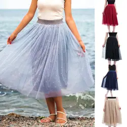 Для женщин; большие размеры бисера юбка из прозрачной ткани плиссированные юбка принцессы сетки пузырь платье для беременных HX0124