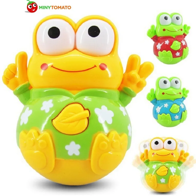 

Free Shipping 3 color Baby Toy FrogTumbler Doll with music and light Musical Rattles Toys For Babies Newborns Roly-poly