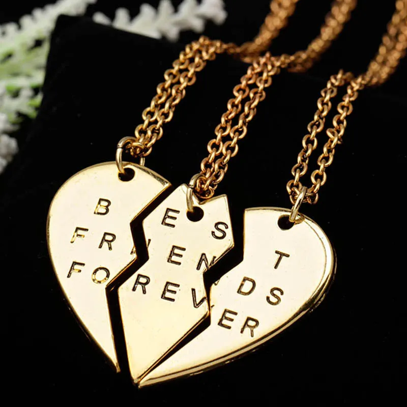 

Best friend girlfriend necklace female three stitching love letter pendant necklace for friendship forever