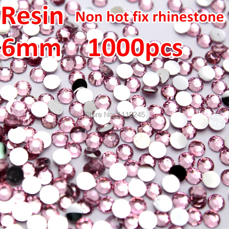 6 мм SS30 розовый 1000 шт./пакет, кристаллы ногтей не исправление Стразы смолы плоской задней камни блестит для Клей DIY Дизайн ногтей