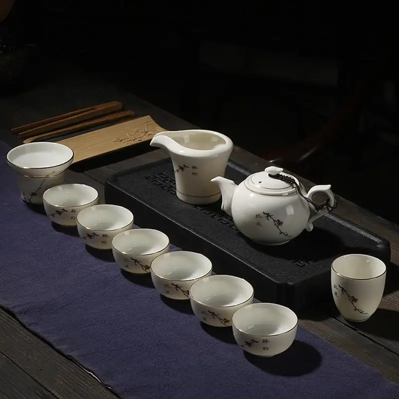Белый керамический чайный горшок чайный сервиз Gaiwan набор китайский чайный набор кунг-фу портативные чайные сервизы чайные чашки чайная