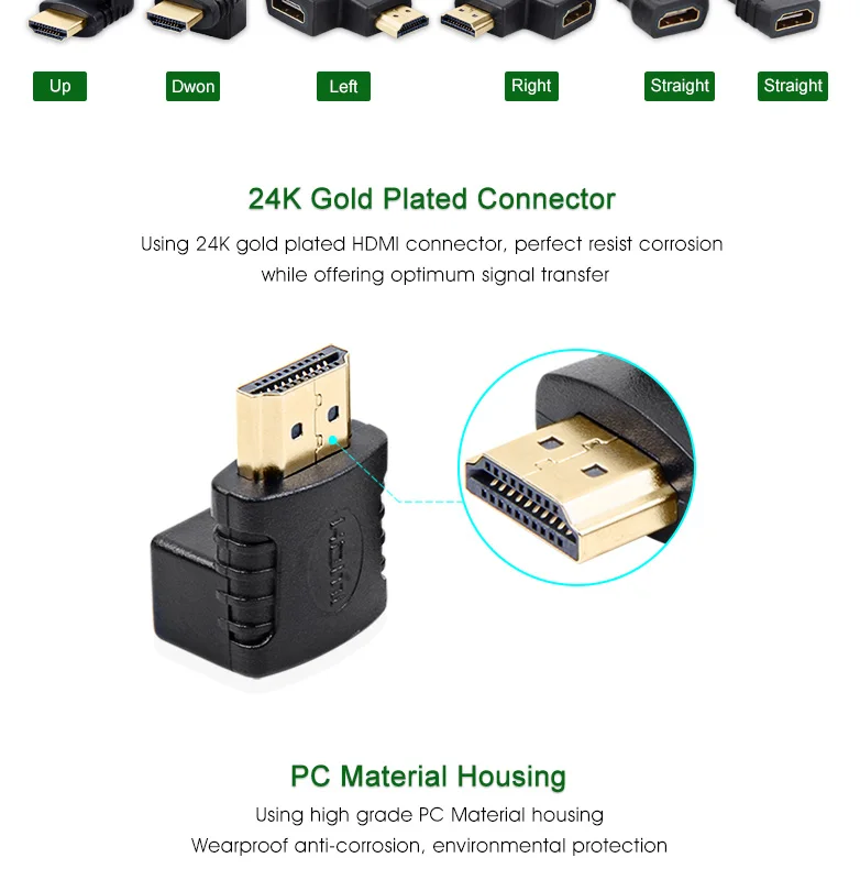 HDMI Мужской к HDMI Женский кабель адаптер конвертер мини HDMI адаптер удлинитель 90/270 градусов угол для 1080P HDTV