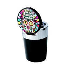 Светодиодный светильник, автомобильная пепельница, аксессуары для интерьера, пепельница, Череп, радуга, Бабочка, принт, держатель для сигарет, стакан для хранения