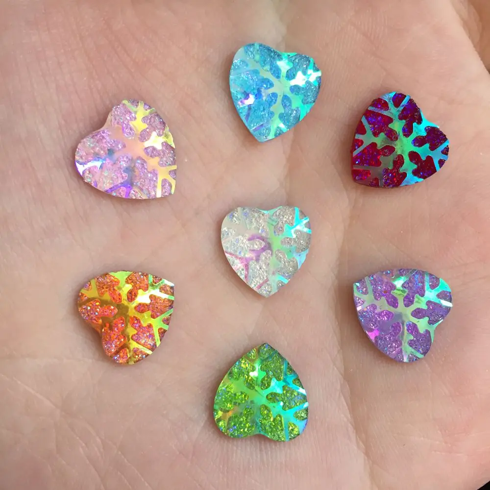 

Resin 400pcs 12mm AB color snowflake Hlaf Heart/FlatBack Appliques/Christmas DIY C19*10