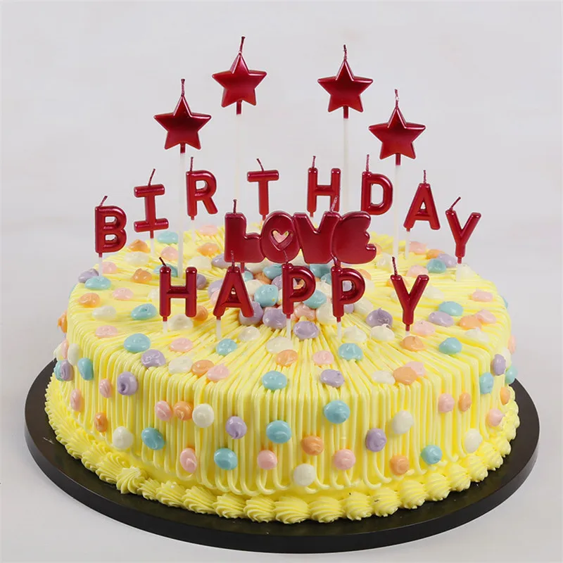 Generic 1 Set Cute Letter Gold Happy Birthday Candle Cake Per 23 Best