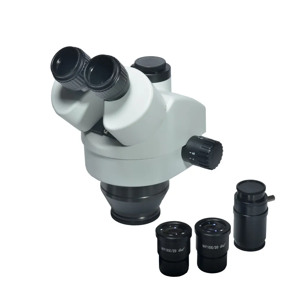 HAYEAR 3.5X-45X Simul-Focal Тринокулярный зум стерео микроскоп головка WF10X/20 окуляр SZM0.5X WD165 Барлоу микроскопиоаксессуары - Цвет: No Objective