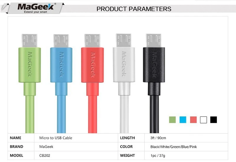 MaGeek المصغّر usb كابل 1.0 متر/3.3ft سريع تهمة الهاتف المحمول كابلات لالروبوت سامسونج غالاكسي S7 S6 LG هواوي xiaomi