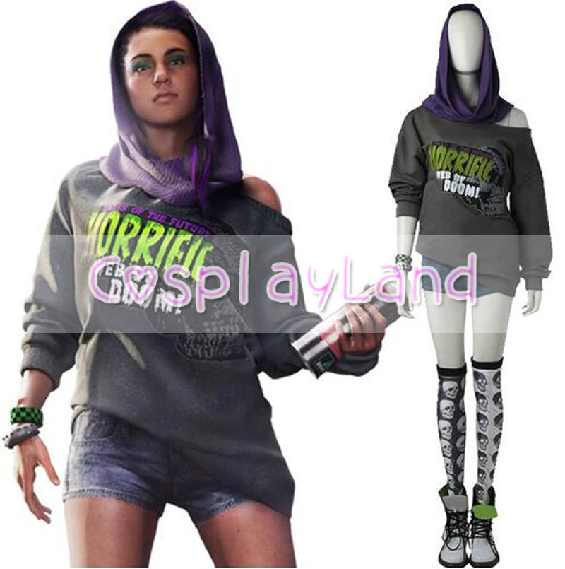 

Watch Dogs 2 Sitara Cosplay Costume Halloween Costumes Adult Women Dedsec Sitara Costume Suit Fashion Hooded Custom Made