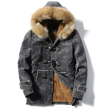 2017 Winter Jackets Men Thick Warm Hooded Windproof Parka Men Coat Fashion Cotton Jacket Brand Clothing Plus Size Grey blue 3XL