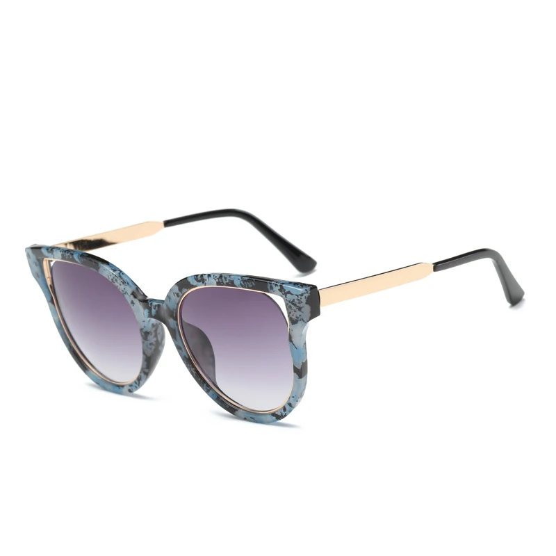 TESIA, солнцезащитные очки с цветочным мраморным узором, женские солнцезащитные очки большого размера, оправа, зеркальная плоская, Ретро стиль, линзы, солнцезащитные очки T1554 - Цвет линз: marble gray