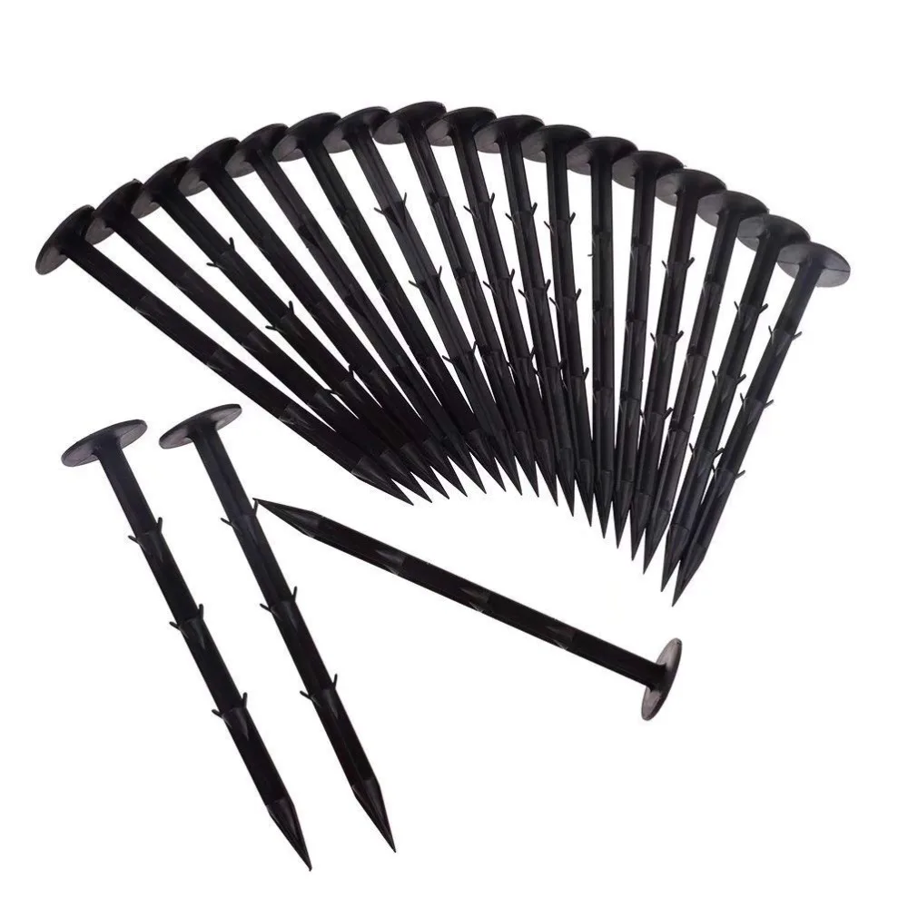 100pcs Plastic Garden Landscape Edging Stakes Barb Staples