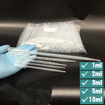 

100Pcs Transparent Plastic Eye Dropper Set Liquid Transfer Graduated Pipettes for Laboratory Experiment Medical Microbiology 2ml