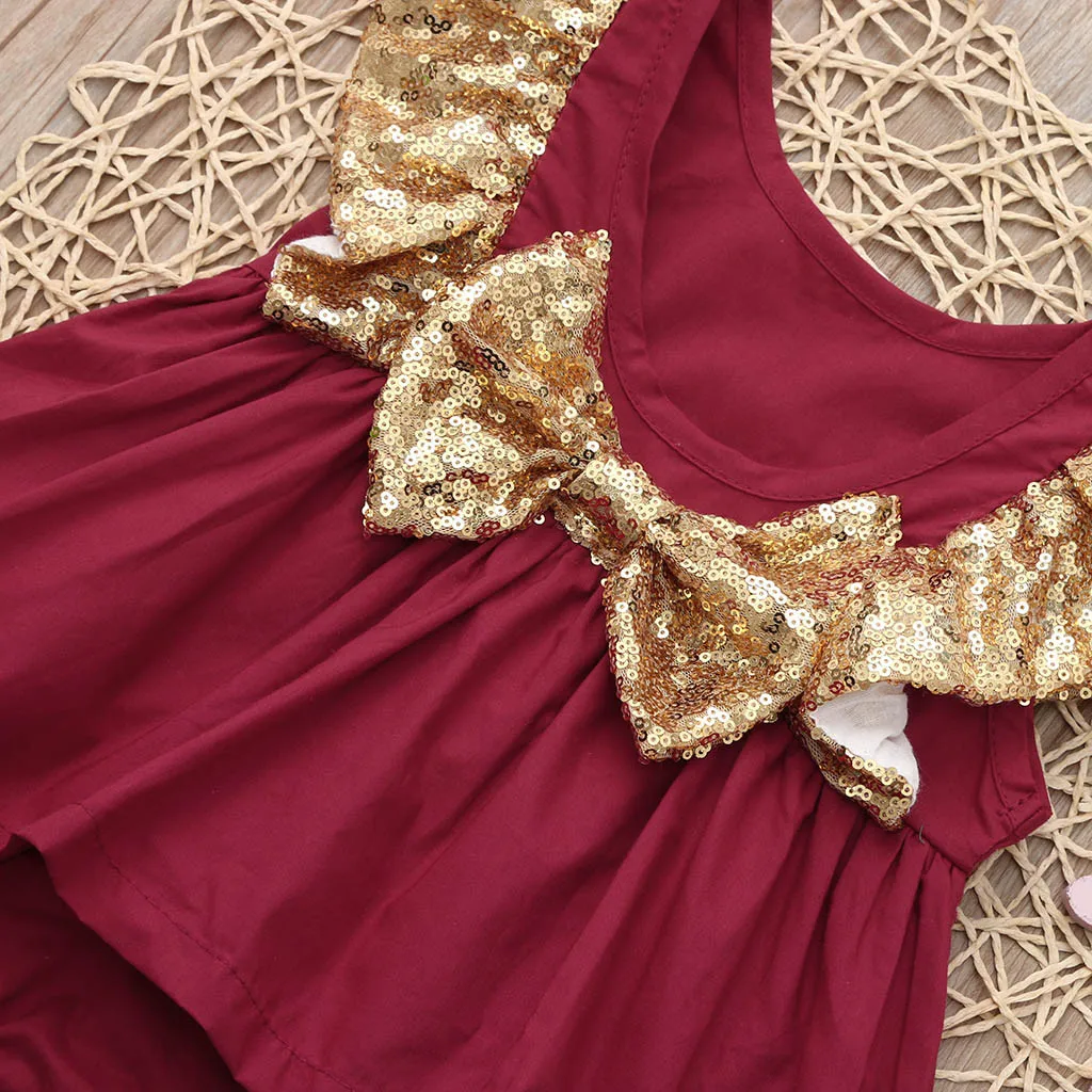 Vestido infantil/летнее платье для маленьких девочек бант с пайетками комбинезон