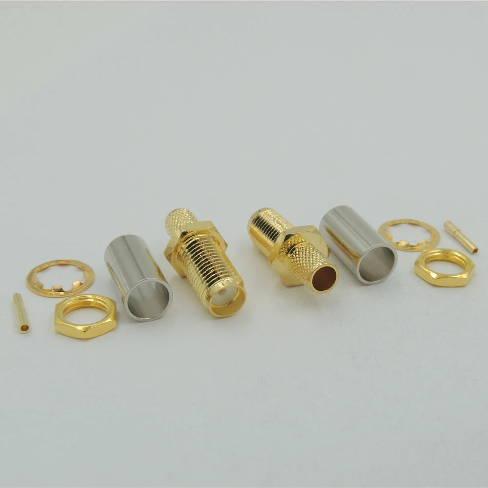 

100pcs copper SMA Female Crimp Connector for Coaxial RG58 LMR195 cable