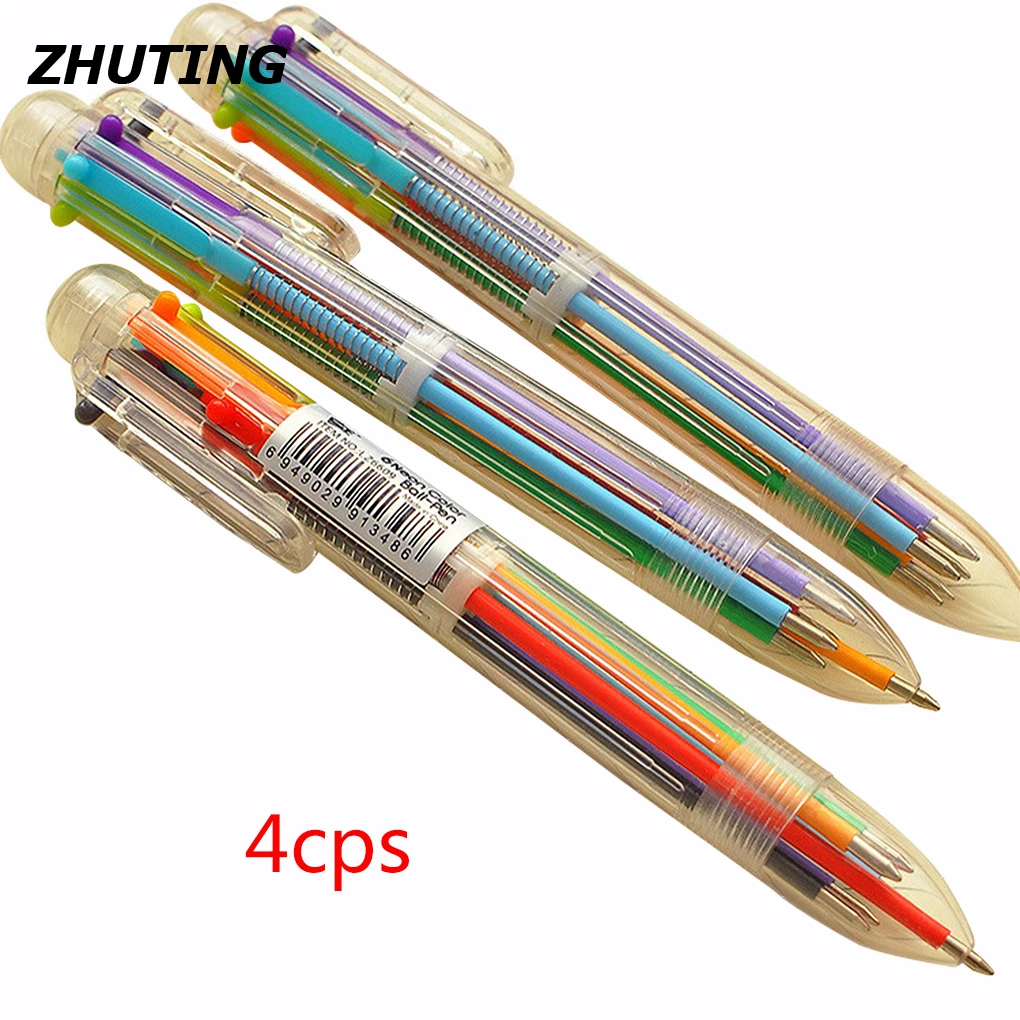 

Ballpoint Pen Writing Instruments For Office School Supplies Students Gift 4Pcs 6 Color in 1