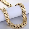 11MM Mens Chain Boys Gold Tone Flat Byzantine Stainless Steel Bracelet Necklace SET Wholesale JEWELRY Fashion Gift KS78 ► Photo 3/5