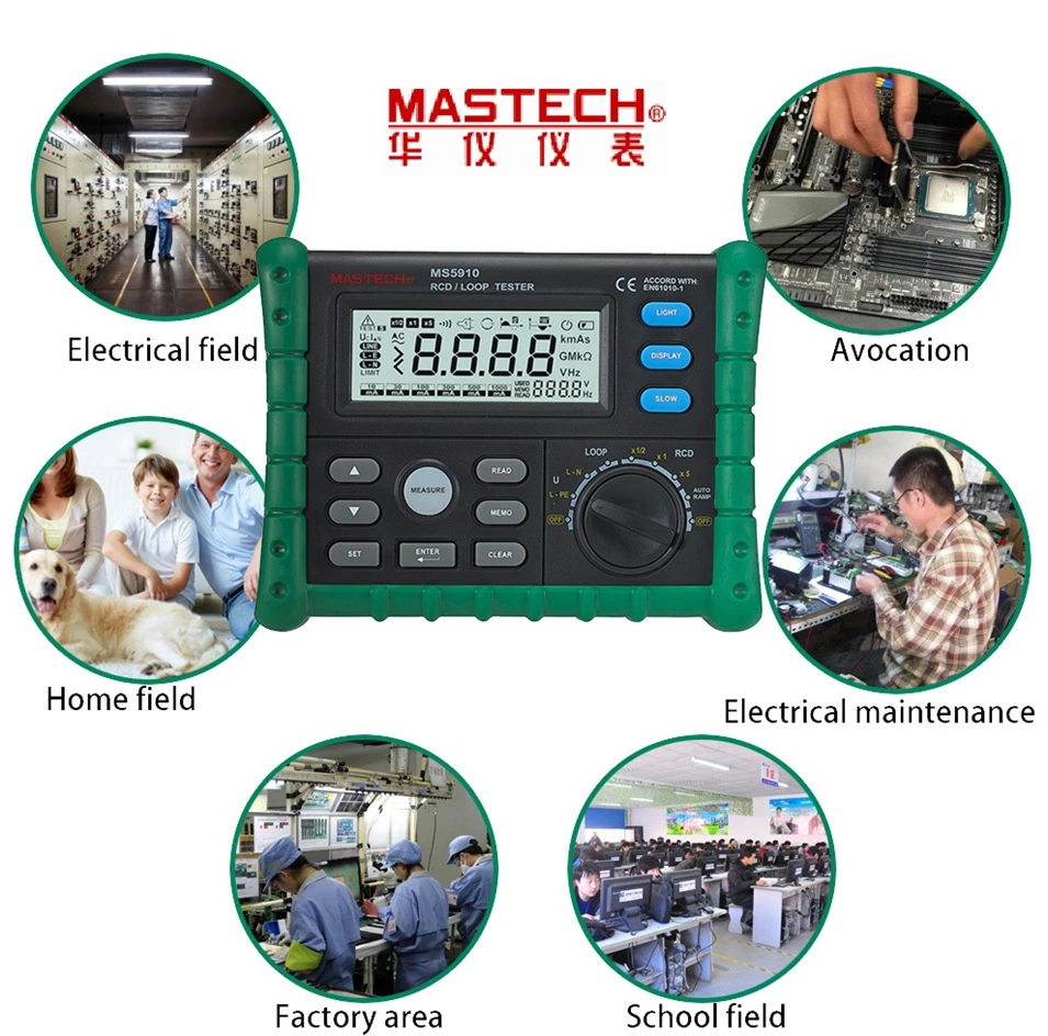 MASTECH-MS5910-GFCI-Tester-Circuit-Trip-out-Current-Time-Test-RCD-Loop-Resistance-Tester-with-USB