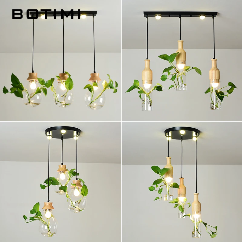 

BOTIMI Modern E27 Pendant Lights For Dining Room Designers Pendant Lamp Decor Hanging Lamp DIY Lighting Order Comes Witout Plant