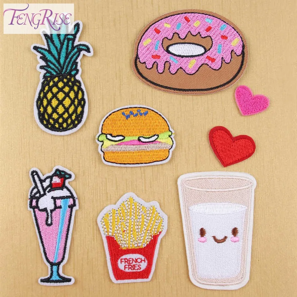 FENGRISE 8 Pieces Mix Cartoon Fruit Embroidered Badge Patches Iron On