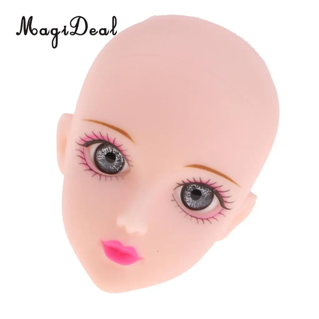 Jointed Girl Doll Head with Gray Eyes for 1/6 BJD Doll Body Parts Accessory