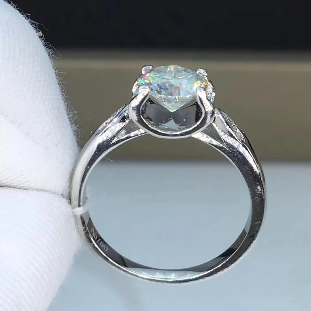 Круглое серебряное кольцо Moissanite 1ct D VVS роскошное свадебное кольцо Moissanite для женщин