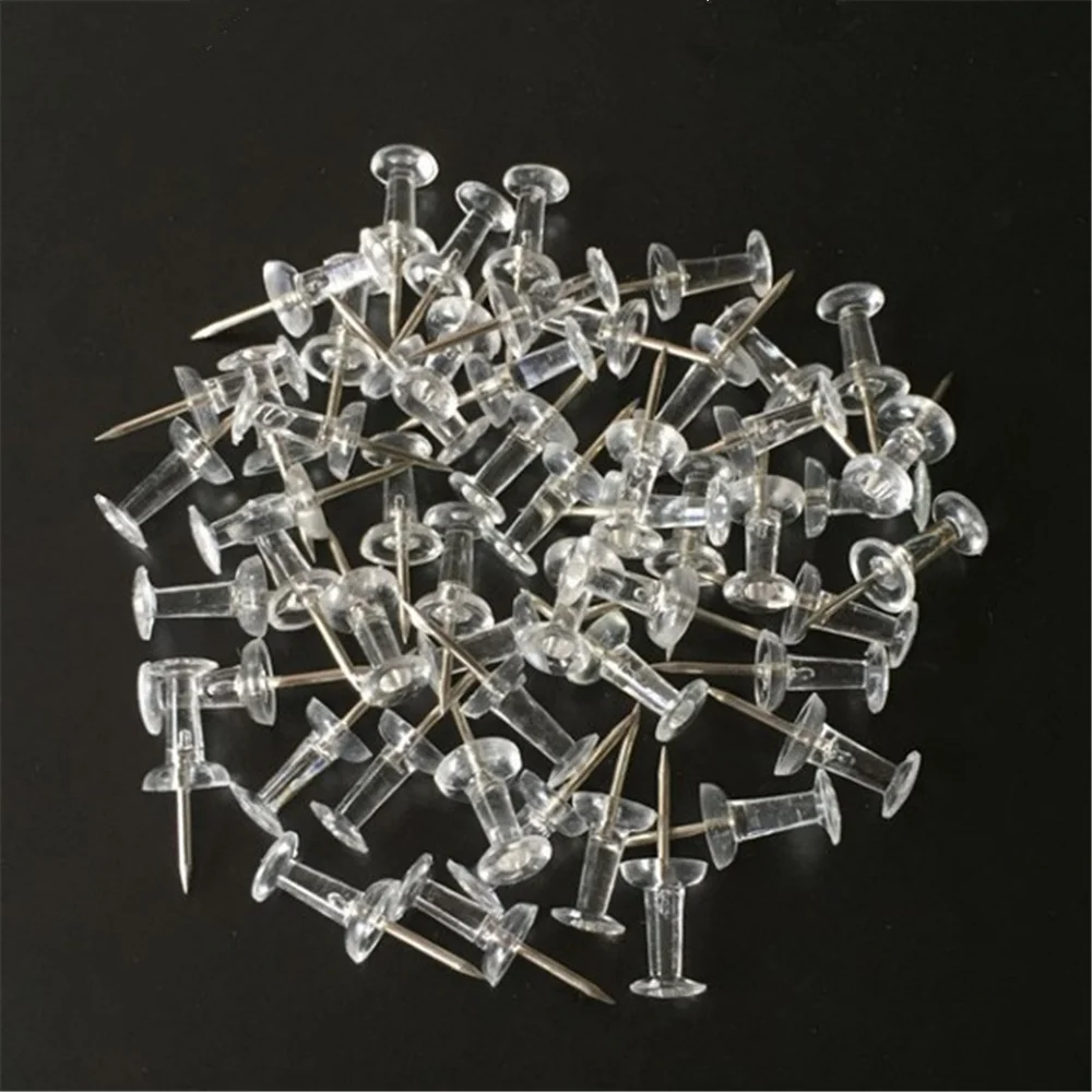 500pcs/lot Clear Push Pins Transparent Plastic Thumb Tack Office