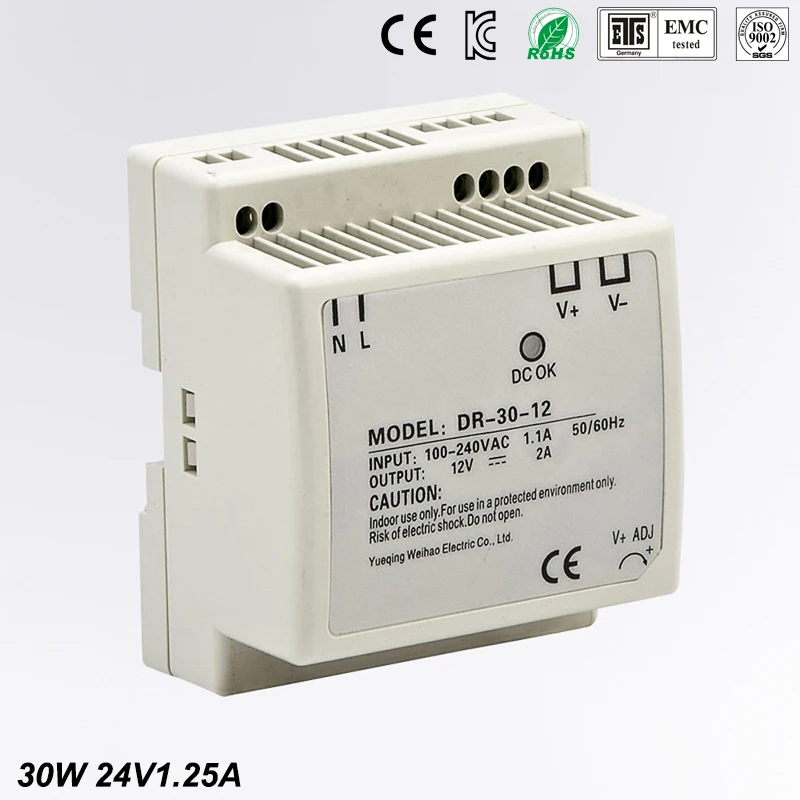 

rail mounting rails switch power 24V 1.25A 30W switching power supply Model DR-30-24