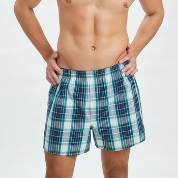 

2PCS/lot Cheap Men Loose Woven Plaid Shorts Cotton Comfortable And Soft Arrow pants The Large At Home Underwear Men 5XL 6XL