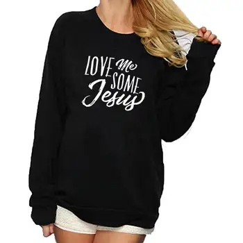 

2018 New Fashion LOVE Me SOME Jesus Print Sweatshirts Hoodies Women Femmes Female Pattern Cute Loose Buckle Cropped