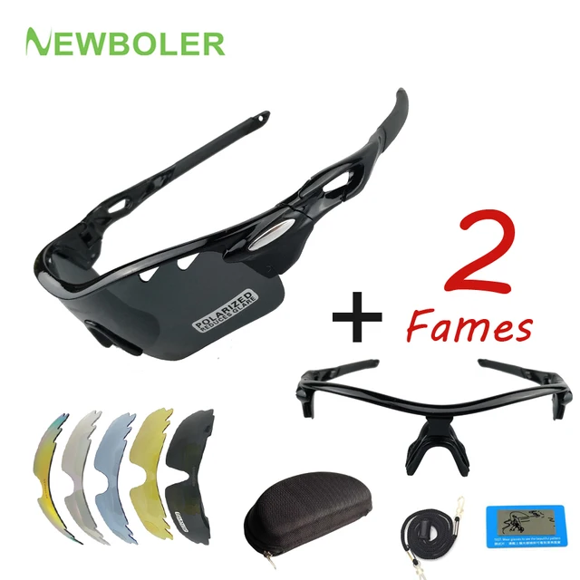 Cheap NEWBOLER Bike Glasses 2 Frame 5 Lens Polarized For Men Women MTB Cycling Eyewear Hiking Sunglasses Outdoor Sport Bicycle Goggles