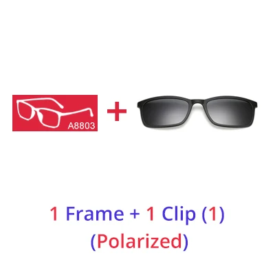 Ralferty Polarized Sunglasses Men Women 5 In 1 Magnetic Clip On Glasses TR90 Optical Prescription Eyeglass Frames Magnet Clips 1 Frame 1 Clips 1