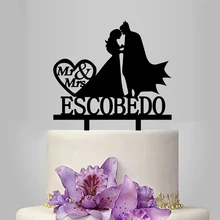 1 шт заказное имя Бэтмен Жених и невеста акриловый торт Топпер для свадьбы или свадьбы юбилей вечерние украшения торта YC062