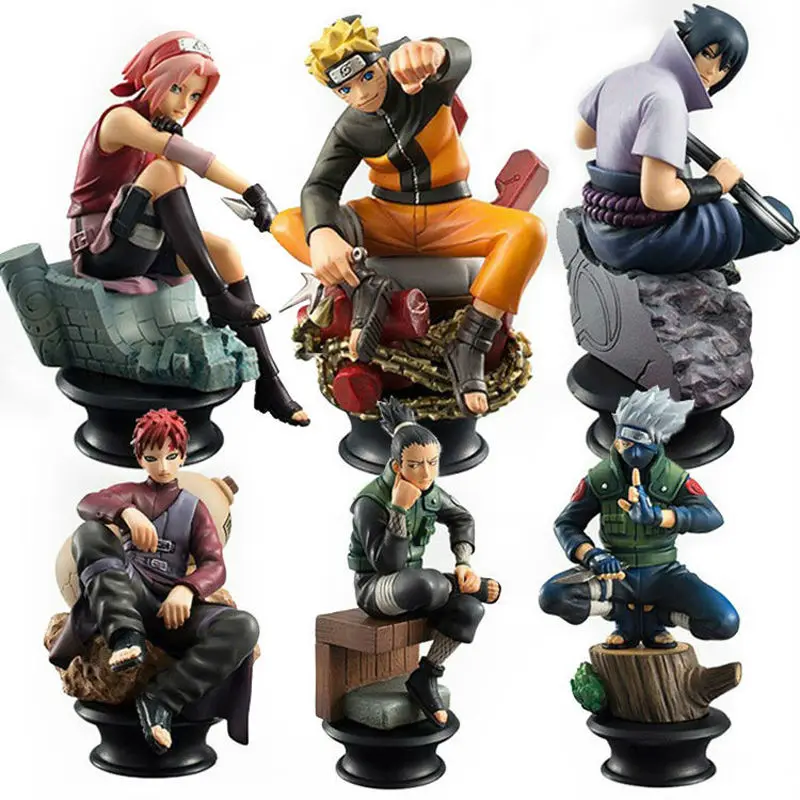 6 Pcs/ensemble Naruto Action Figure Poupée de Haute Qualité Sasuke Gaara Shikamaru Kakashi