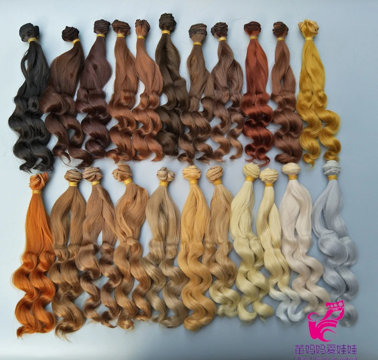 Русские кукольные волосы ручной работы 20 см высокая температура Вьющиеся Волосы для 1/3 1/4 1/6 BJD diy парики с волнистыми волосами для куклы Дерево
