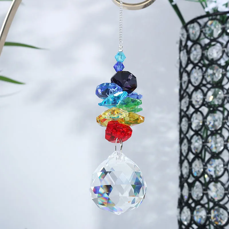 

H&D Chandelier Crystals Prisms Rainbow Octogon Chakra Suncatcher Hanging Chain For Window Home Wedding Decor Ornaments Gifts
