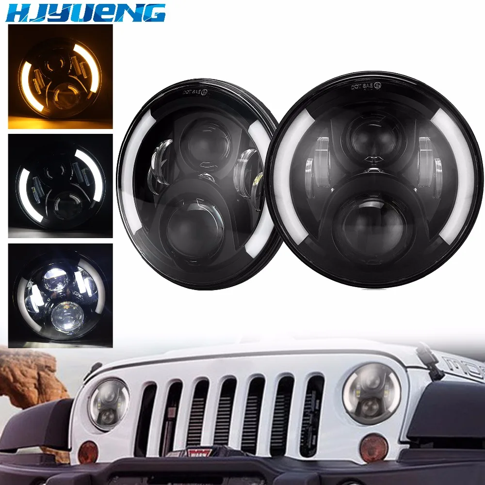 

HJYUENG 2pcs 45W 7 Inch Led Driving Light H4 H13 LED Car Headlight Kit Auto for Jeep Led Head Lamp Bulbs Dipped & High Beam