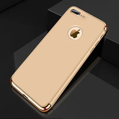 Роскошный 360 чехол для телефона с полным покрытием для iphone 6 6s 7 8 5 5S SE X XS Max XR PC матовый Жесткий Чехол для iphone 7 Plus чехол - Цвет: Gold