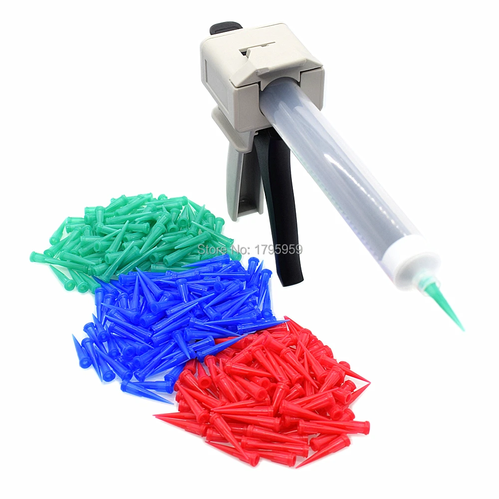 

55ml UV Glue Gun Adhesive Manual Caulking Gun with 55ml Glue Dispenser Syringe Barrel 18G 22G 25G Tapered Dispensing Needle Tips