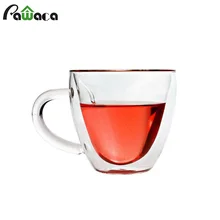 В форме сердца чашка для чая с двойными стенками чашка термостойкого пиво кофе стеклянная кружка чашки стакан ручной работы с двойными прозрачный сок Чай кружки Посуда для напитков