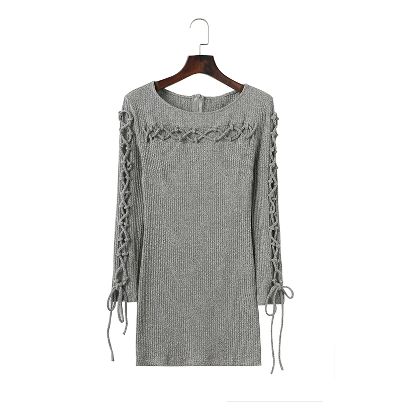BONGOR LUSS 2018 High Quality O Neck Lace Up Long Sleeves Autumn Winter Women Sweater Knitting Jumper Knitwear Streetwear  (27)