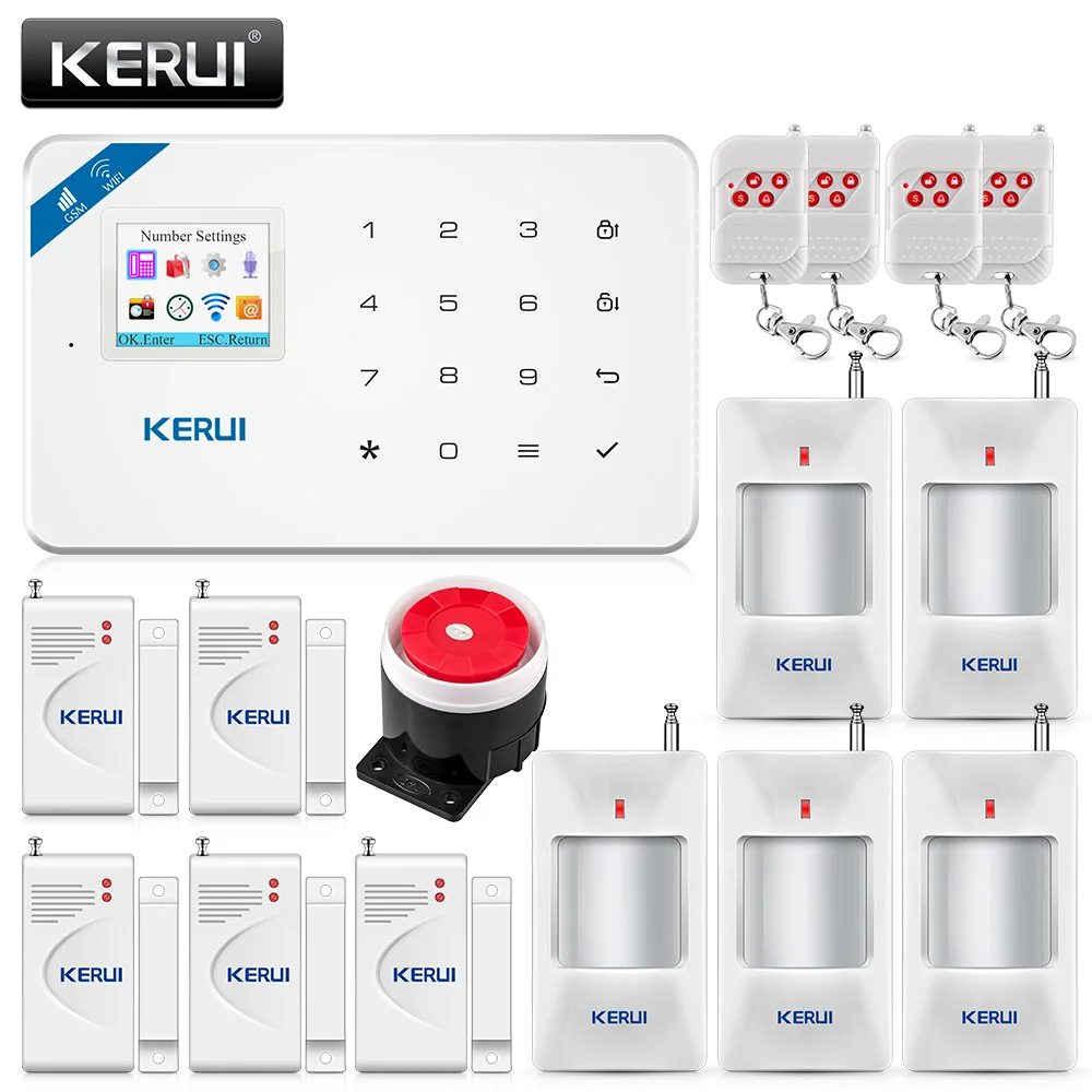 KERUI W18 1,7 дюймов TFT экран wifi GSM домашняя охранная сигнализация детектор движения приложение контроль пожарный детектор дыма Сигнализация - Цвет: KIT4 White