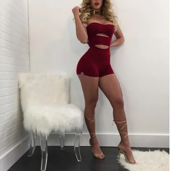 

Summer Sexy Backless Sleeveless Bodycon Women Jumpsuits Bodysuit Rompers 2017 Playsuit Bandage Party Playsuit Overalls zipper