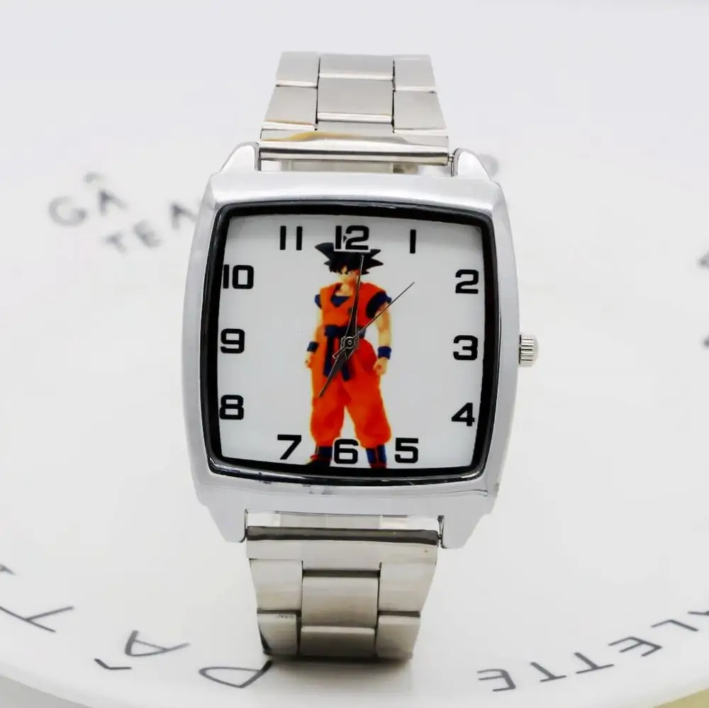 

2019 new Cartoon dragonball Rectangle style dial Men's Women's Student boys girls Quartz metal steel Wrist Watch