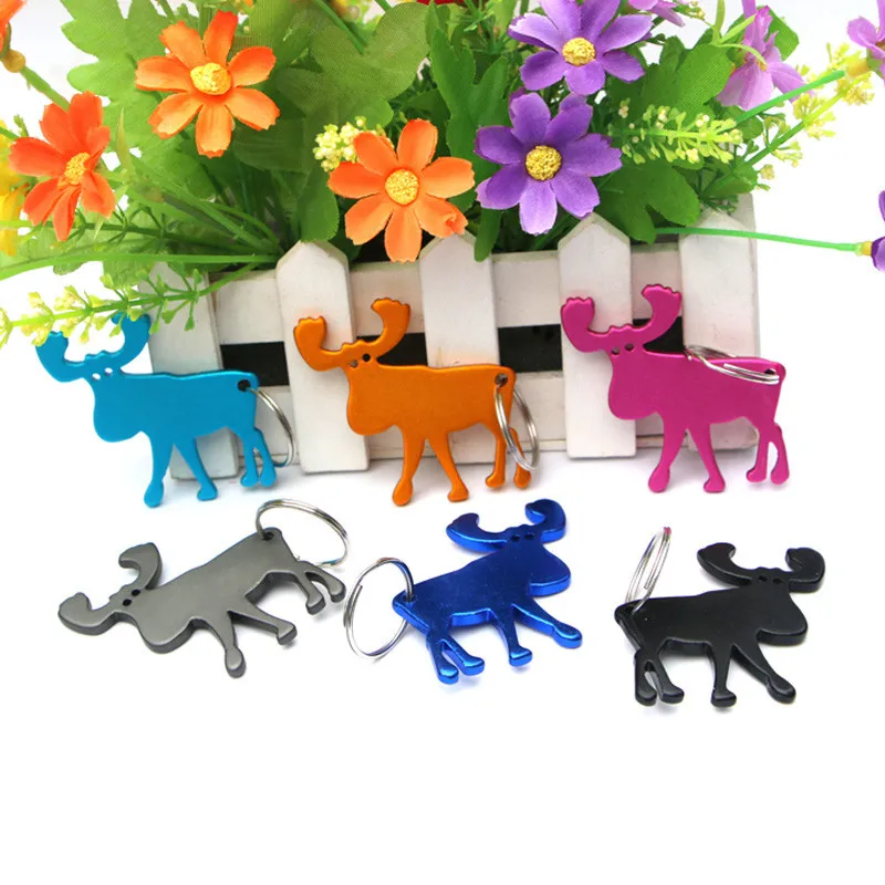 

Multifunction Opener Animal Moose Elk Wine Beer Bottle Cap Opener Outdoor EDC Cute Reindeer Key Ring Key Chain Keyring