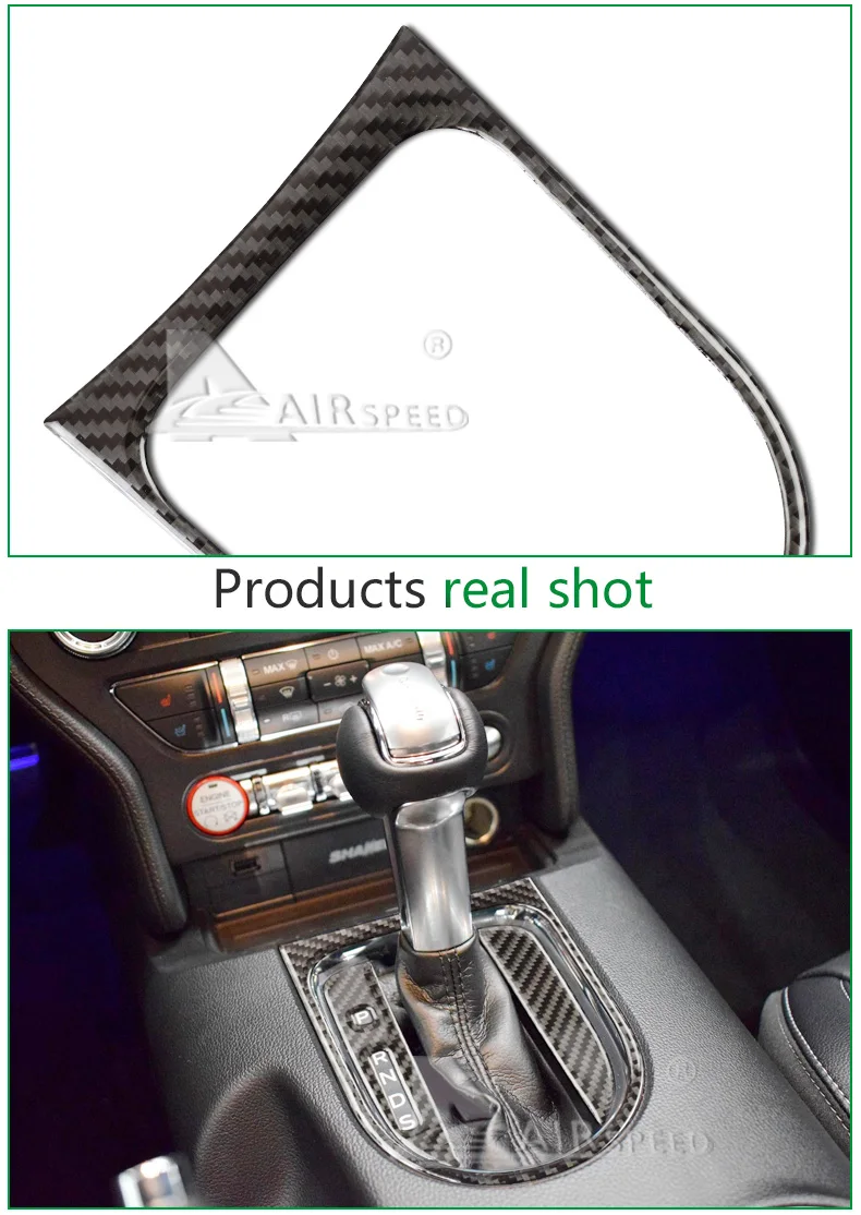 Airspeed углеродное волокно панель переключения скоростей Панель рамка крышка наклейки для Ford Mustang- автомобильные аксессуары Автомобильные наклейки Стайлинг