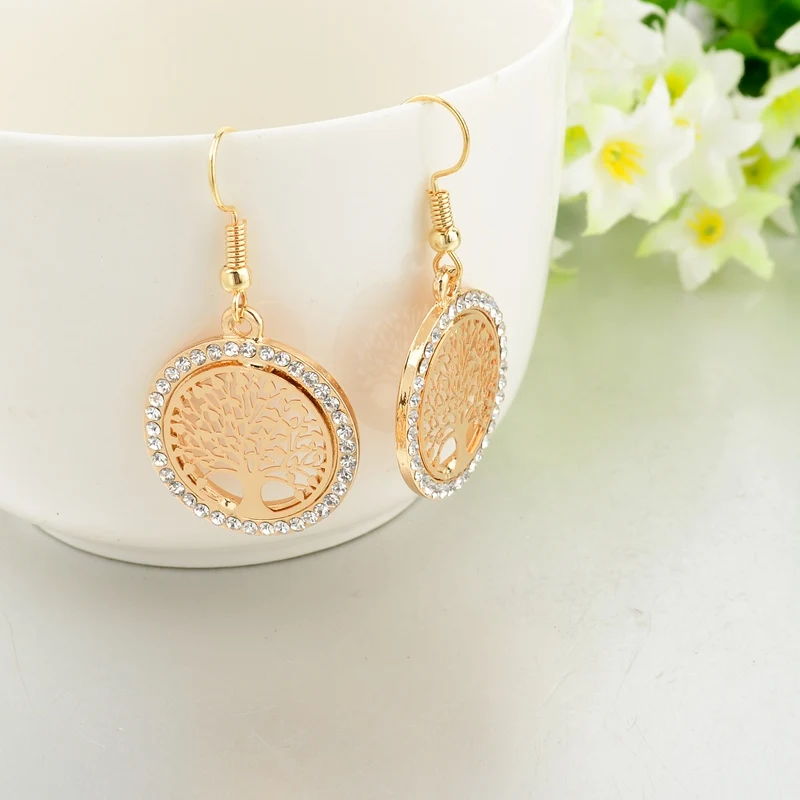 Комплект из колье и серёг под золото|crystal jewellery set|jewellery settree of life jewelry |